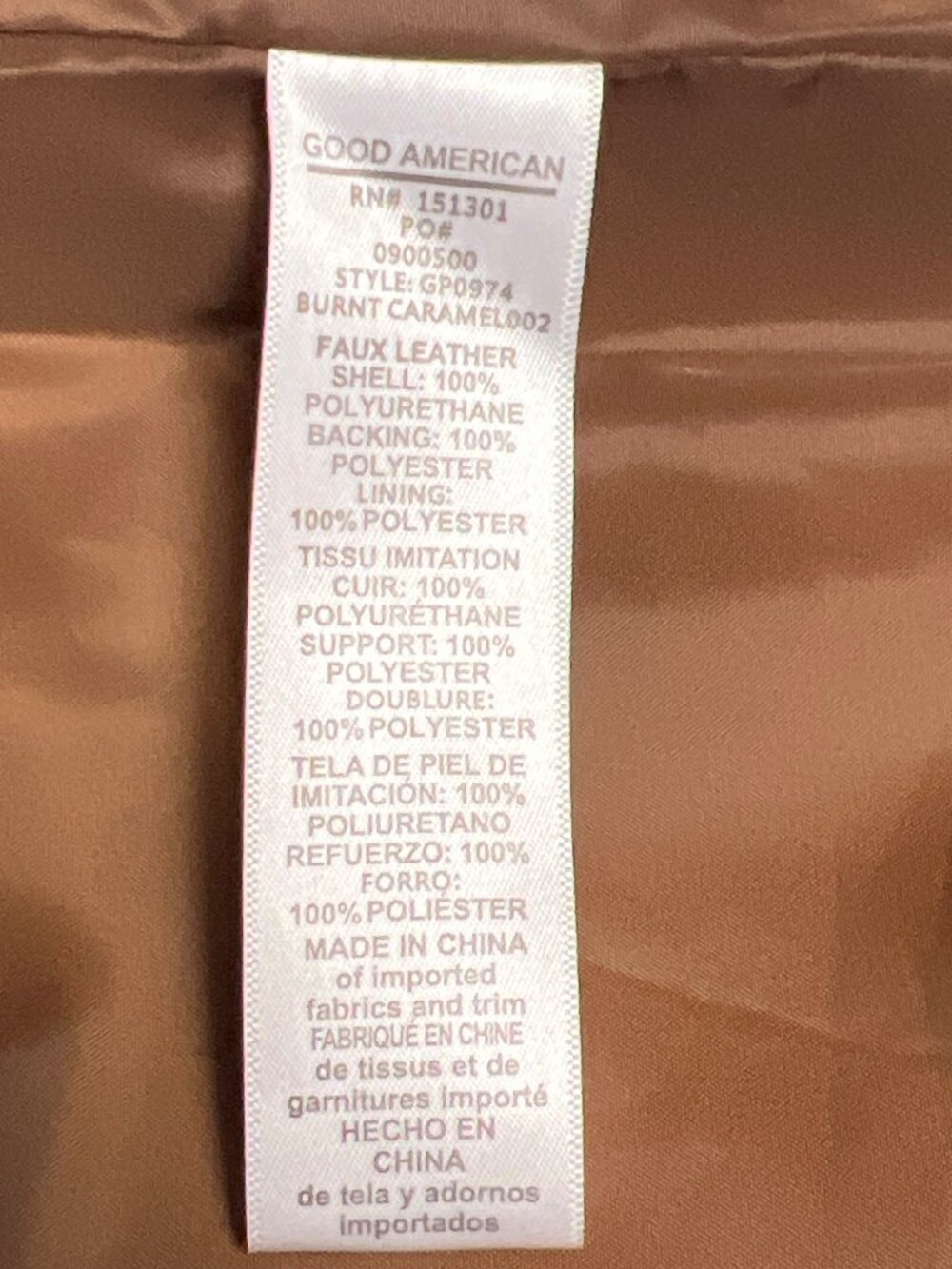 Good American Better Than Leather Shacket S/M Burnt Caramel Faux Leather NWT - Picture 9 of 11